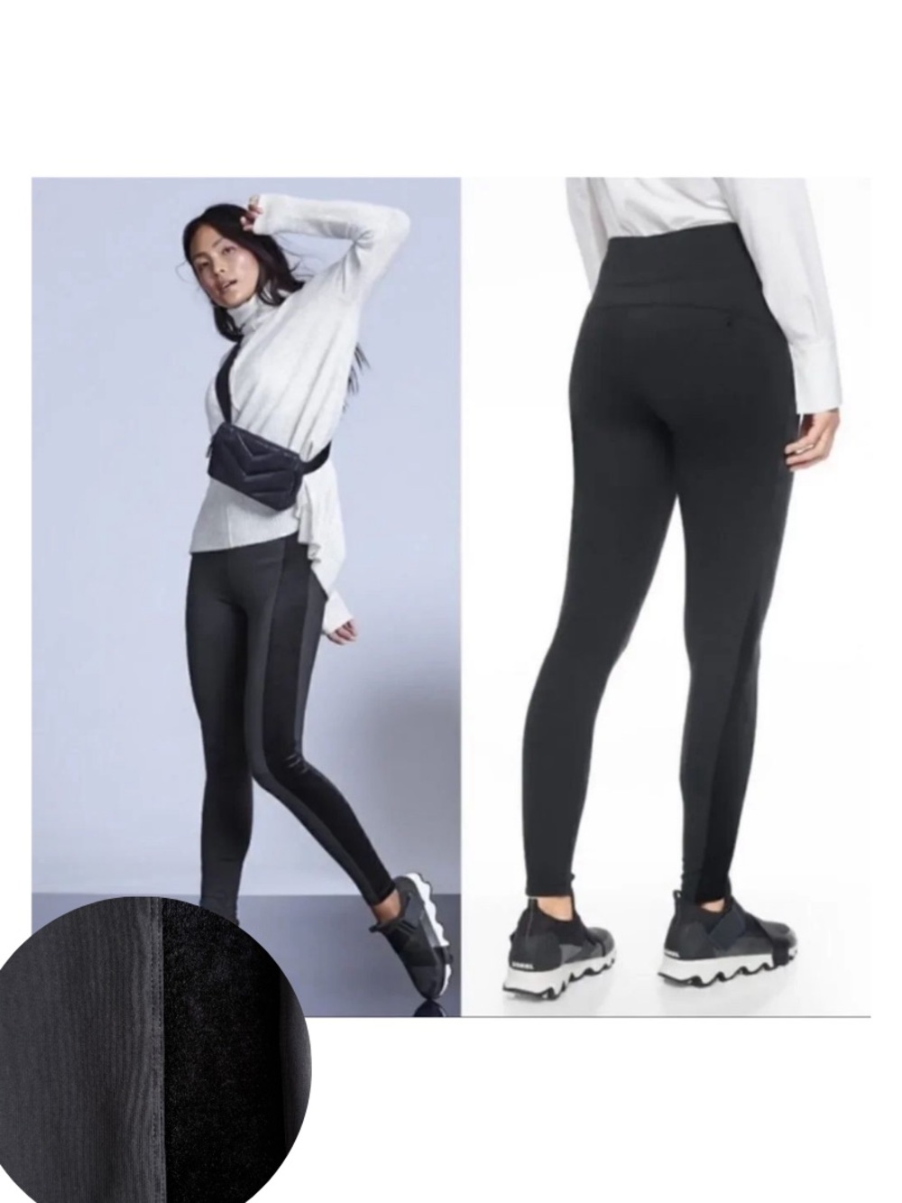 Athleta Velvet Stripe Black Metro Tux Pant Leggings~Size M